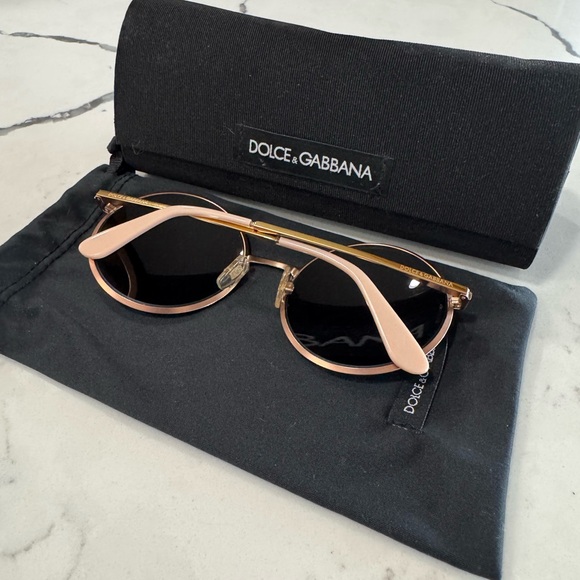 Dolce & Gabbana Gold Frame Round Sunglasses